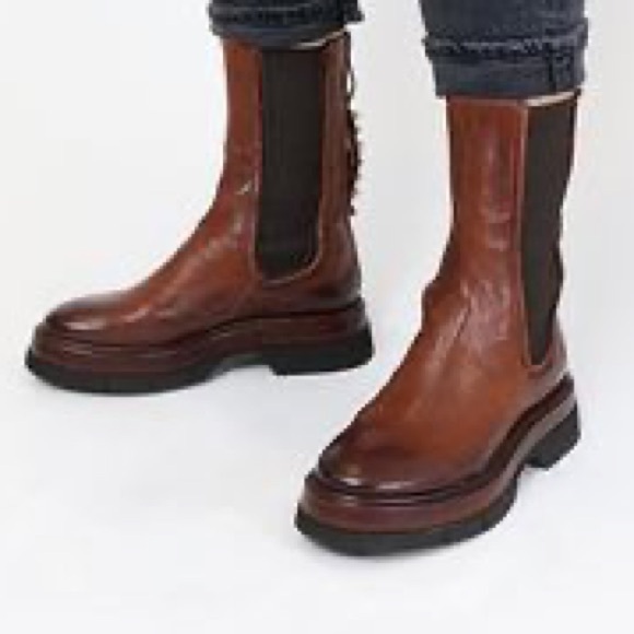 New A.S.98 x Free People Vinny Chelsea 10 Brown Leather Distressed Studded USA - Picture 8 of 9